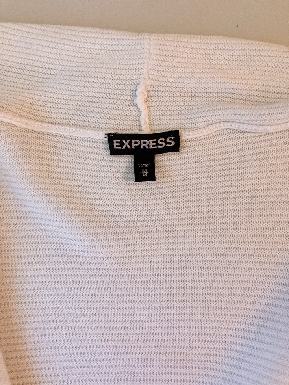 Express White Longsleeve Ribbed Cardigan Sweater Medium - Picture 5 of 10